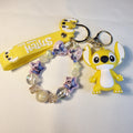 Stitch Inspired Bag Charm, Keychain, Yellow Beaded Strap, Cartoon Accessory