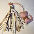 Dusky Pink Faux Leather Cat Bag Charm | Handmade Tassel Keychain