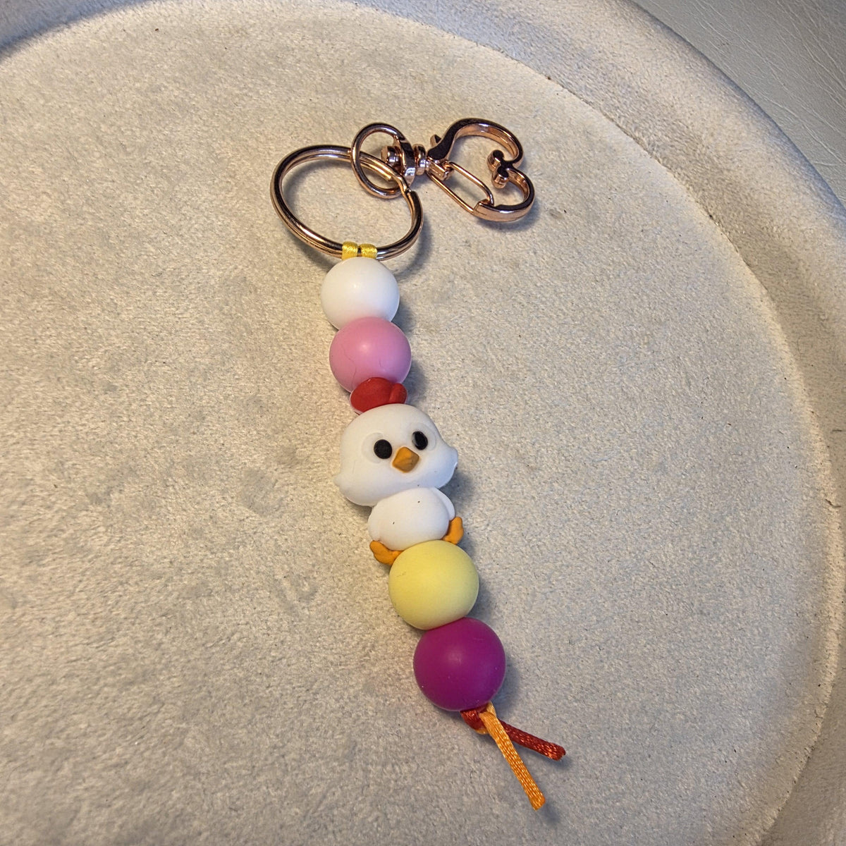 Chick Silicone Keychain | Pastel Beaded Backpack Charm | Animal Keyring