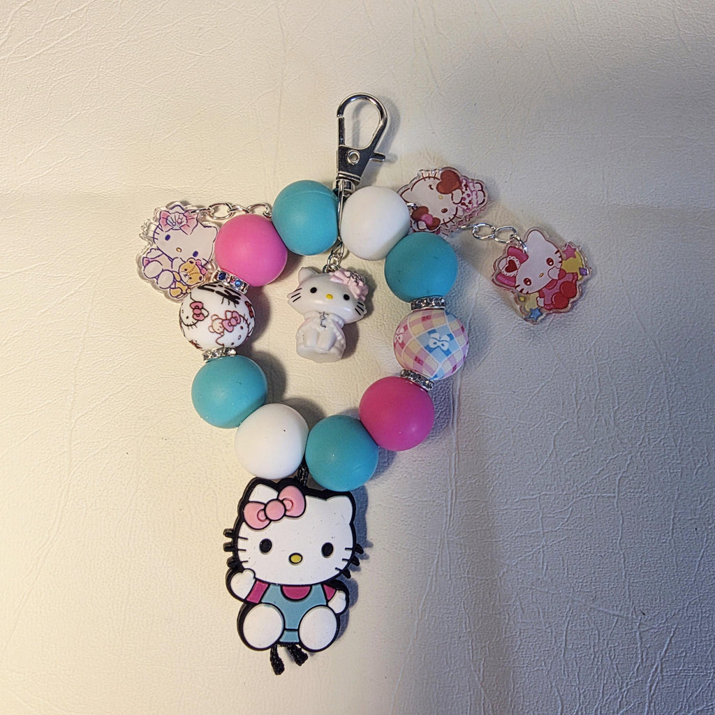 Hello Kitty Beaded Keychain | Cute Backpack Charm | Kawaii Bag Accessory | Handmade Gift for Kids & Teens