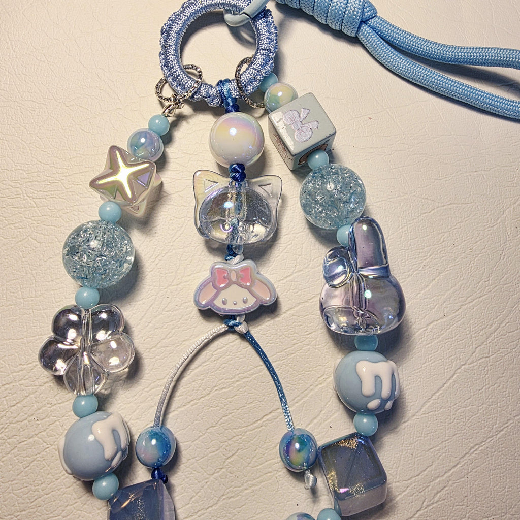 Sweet Blue Phone or Bag Charm | Cute Beaded Wrist Strap | Pastel Bag Charm | Handmade in Australia | My Melody