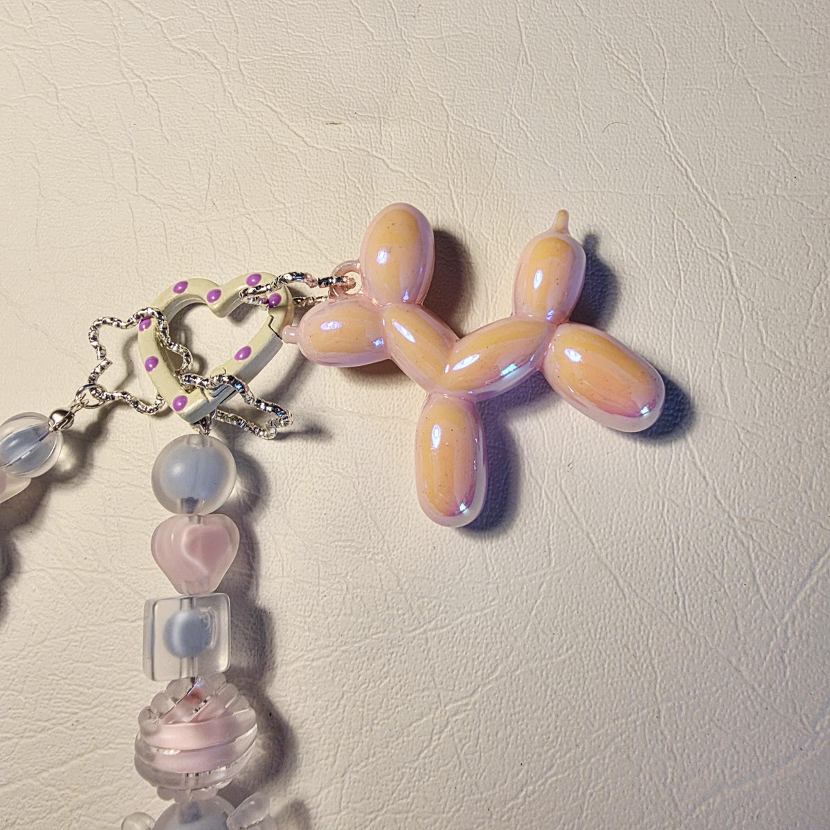 Pastel Beaded Phone or Bag Charm | Blue Pink Hearts, Stars, Flowers | Handmade Wrist Strap