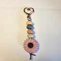 Pastel Dusky Pink Daisy Silicone Keychain | Flower Bag Charm