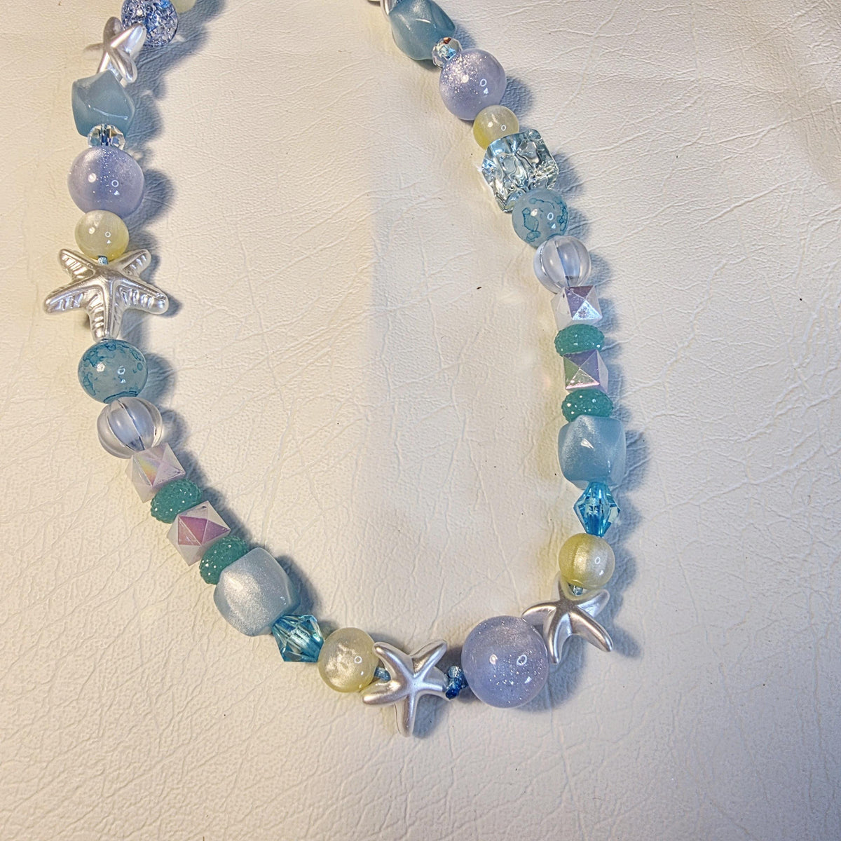 Ocean Blue Beaded Phone Charm | Starfish Summer Bag Strap