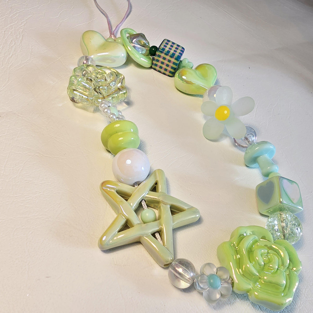 Green Garden Phone Charm | Handmade Resin Bead Phone Strap | One of a Kind Bag or Key Charm