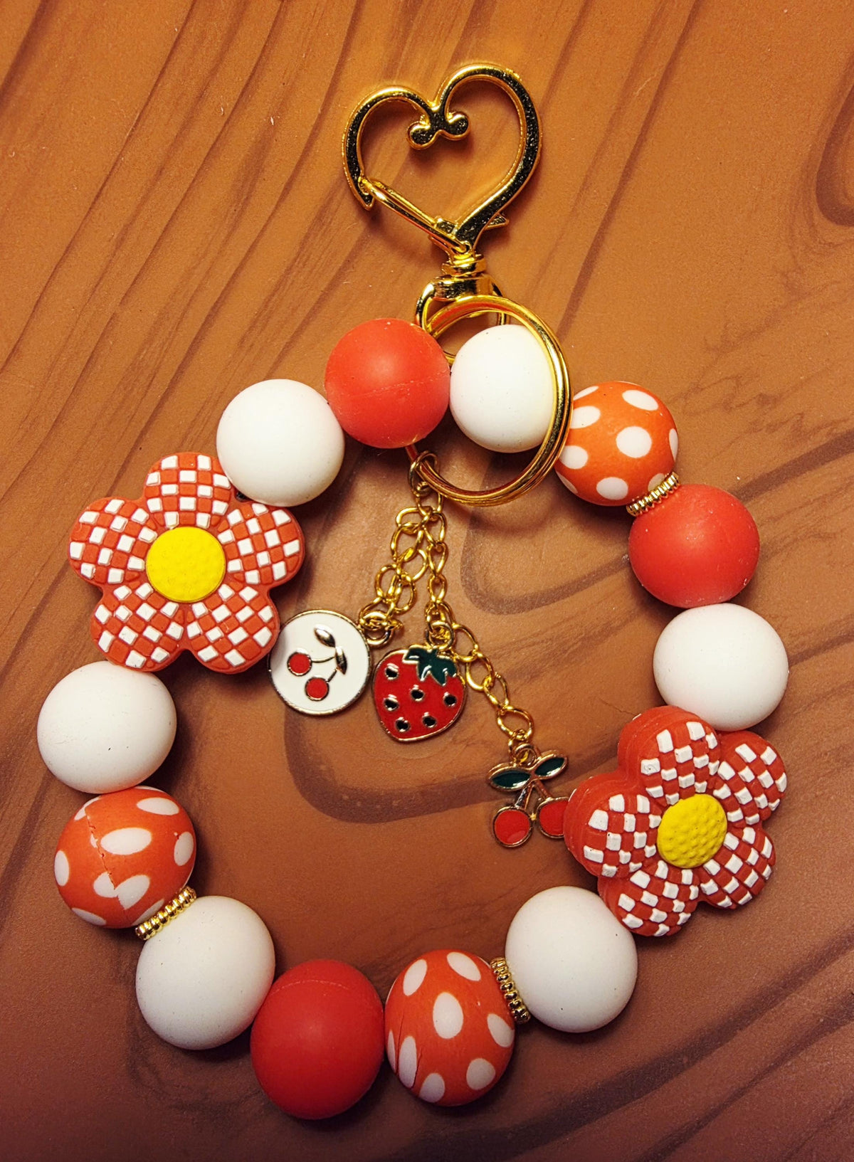Cherry Picnic Bloom Circle Keychain | Handmade in Australia