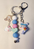 Cinnamoroll Inspired Keychain | Kawaii Bunny Charm | Pastel Blue Beaded Keyring | Cute Bag or Key Accessory