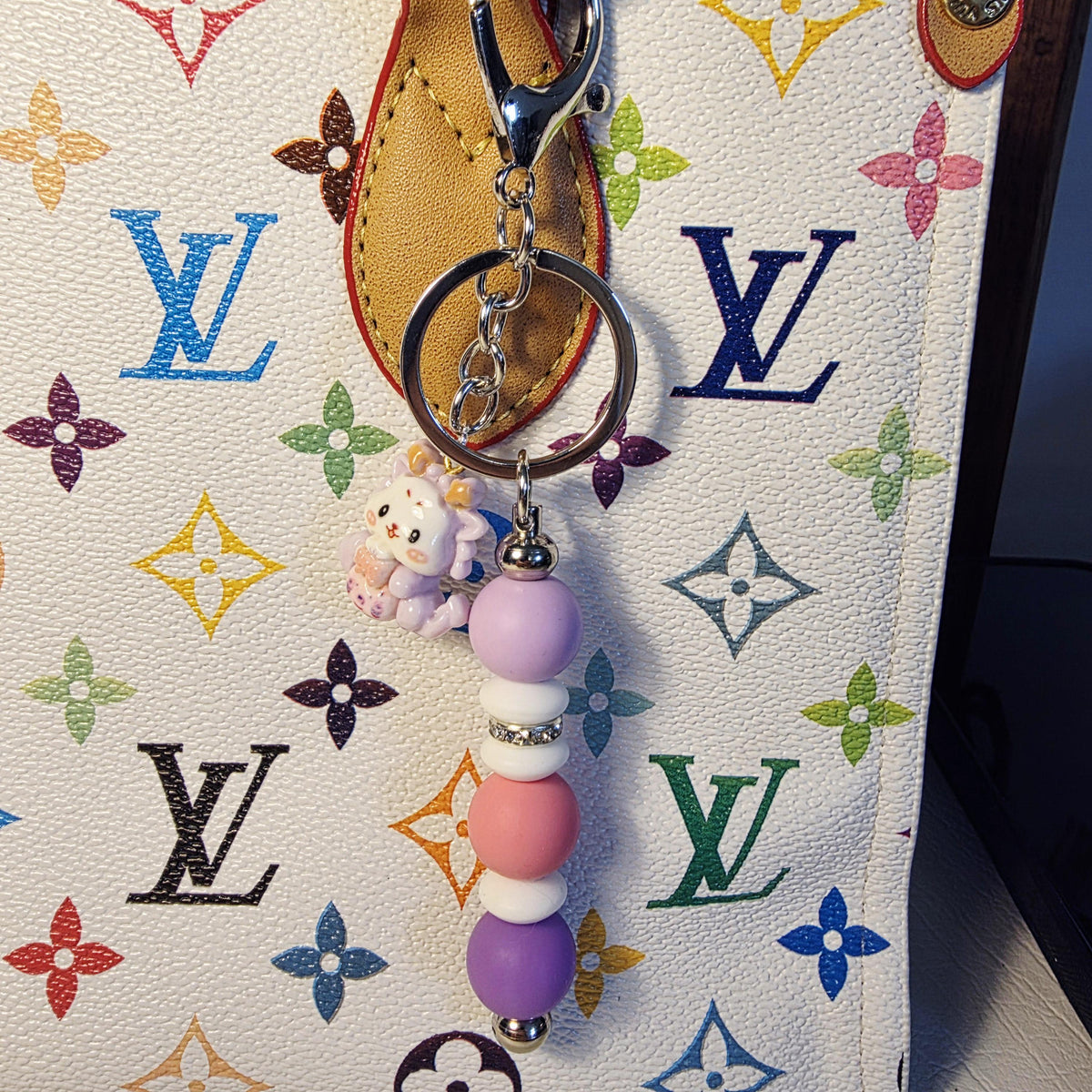 Pastel Dragon Beaded Keychain | Kawaii Keyring | Handmade School Bag Charm | Sweet Gift for Kids & Teens