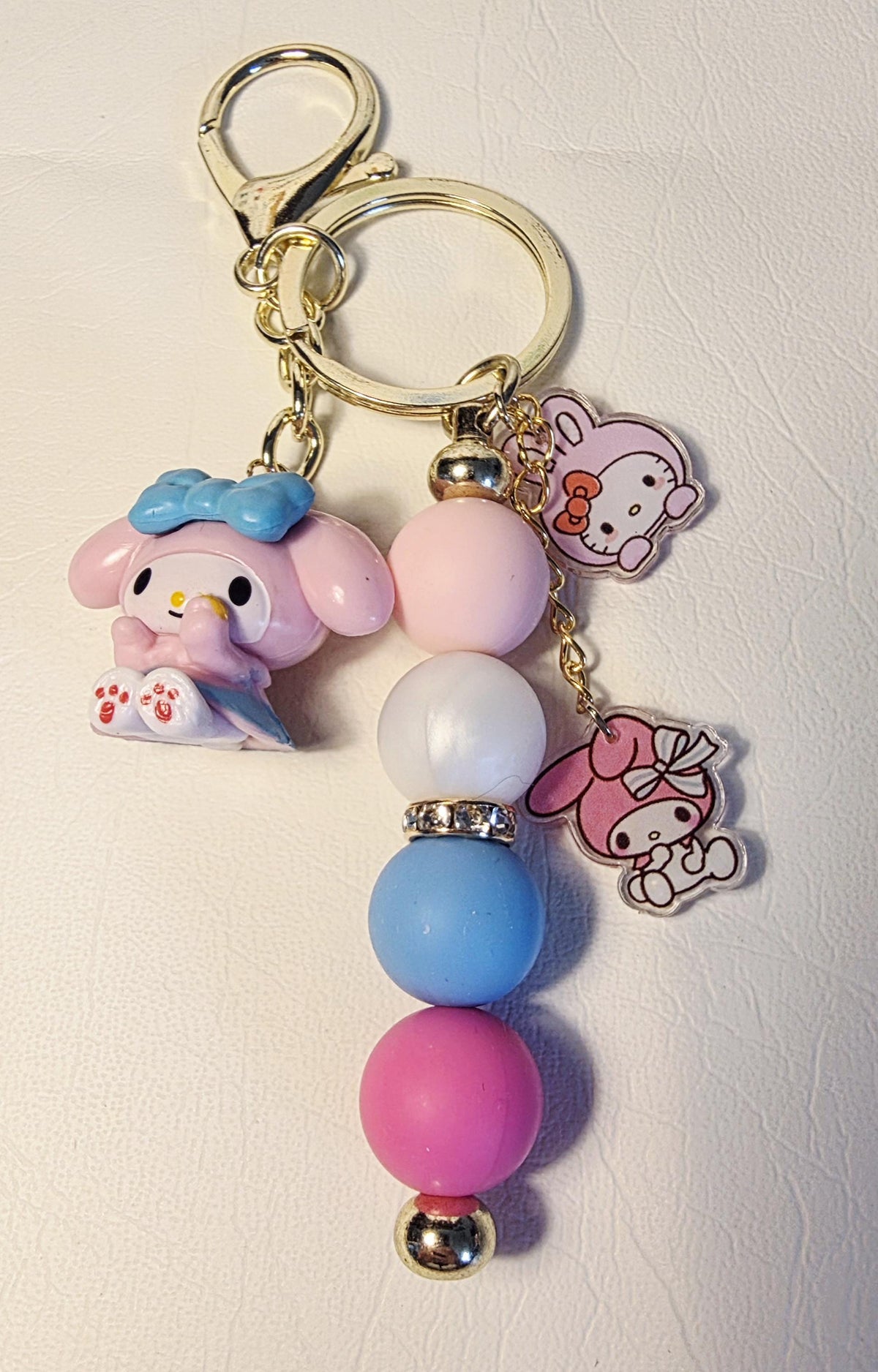My Melody Inspired Keychain | Kawaii Pink Bunny Charm | Pastel Beaded Bag or Key Accessory | Cute Gift for Kawaii Lovers
