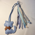 Cornflower Blue Faux Leather Cat Bag Charm | Handmade Tassel Keychain