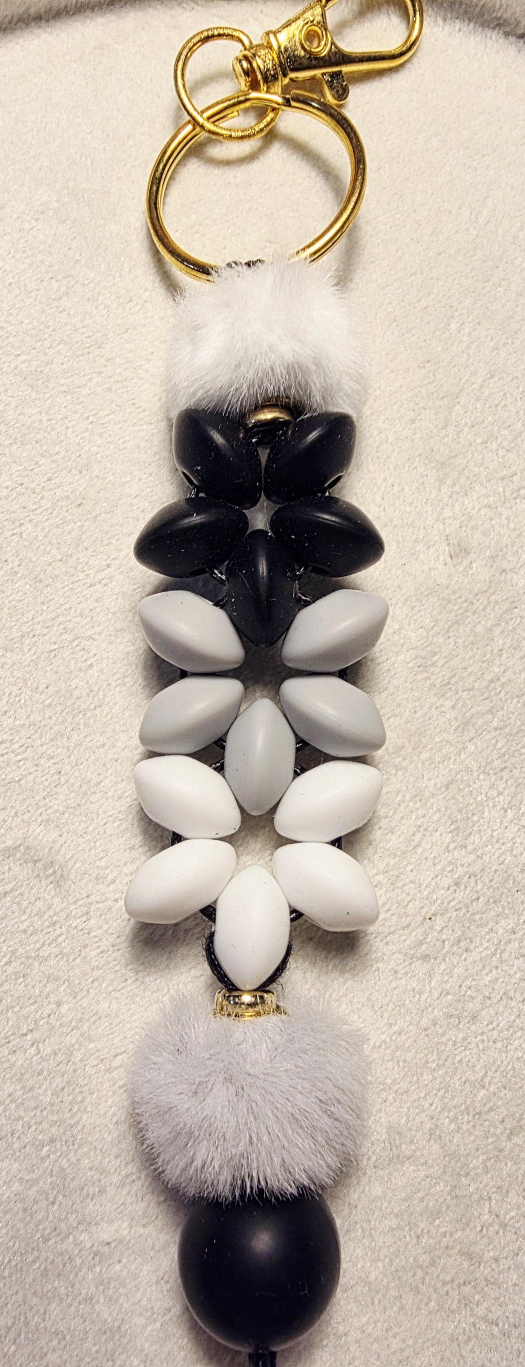 Midnight Snow Bloom Silicone Bead Keychain | Handmade in Australia
