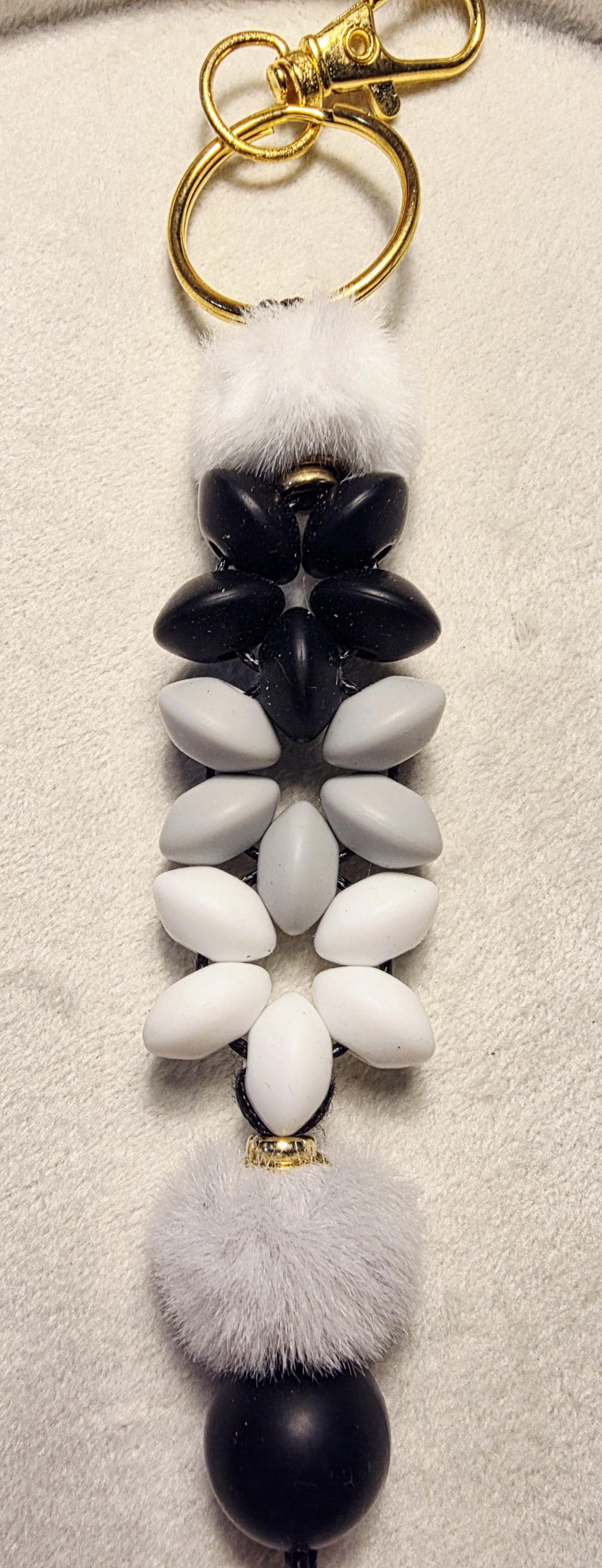Midnight Snow Bloom Silicone Bead Keychain | Handmade in Australia
