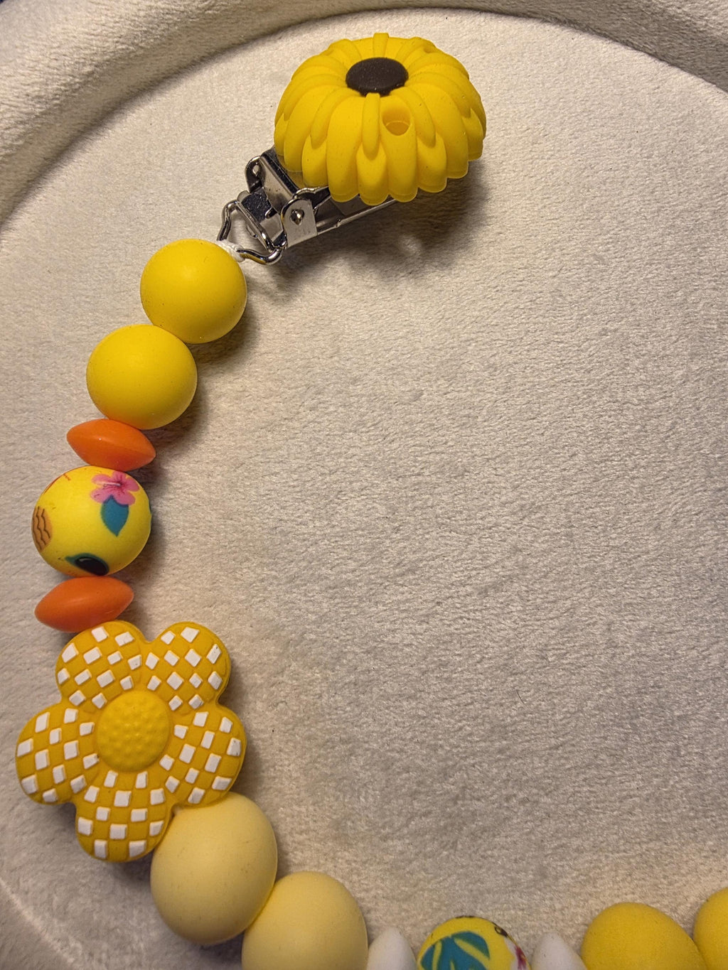 Sunny Daisy Pacifier Clip | Yellow Silicone Dummy Holder