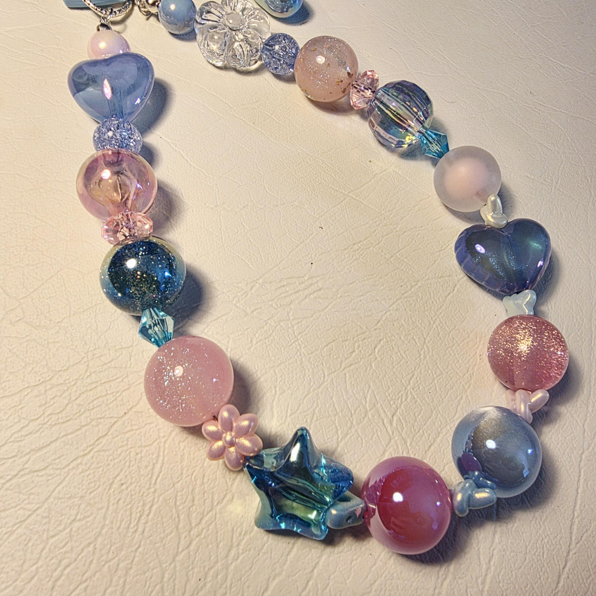 Pastel Beaded Phone or Bag Charm | Blue Pink Hearts, Flowers, Balloon (Handmade)