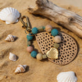 Boho Wood & Stone Keychain | Handmade Earthy Bag Charm | One of a Kind Gift