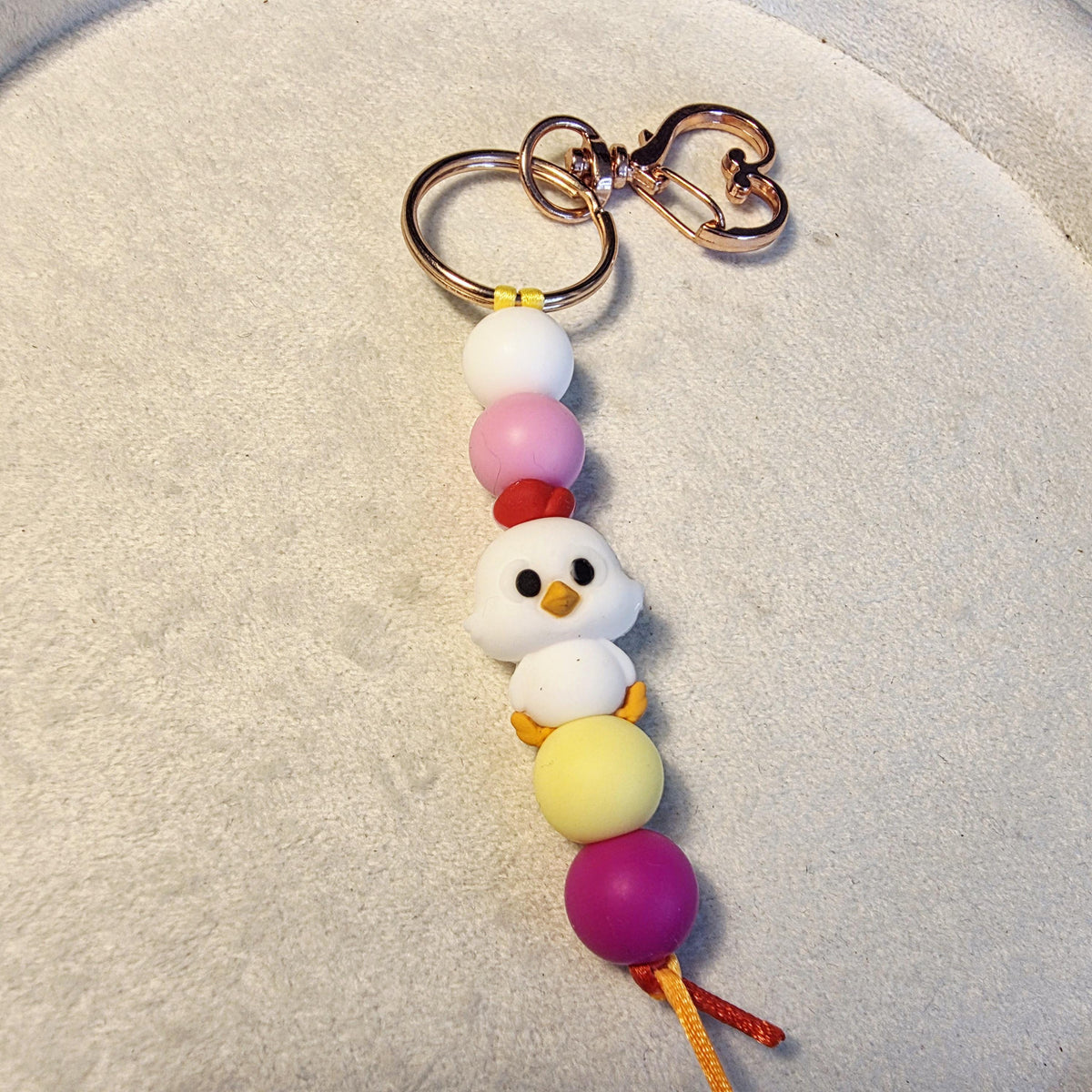 Chick Silicone Keychain | Pastel Beaded Backpack Charm | Animal Keyring
