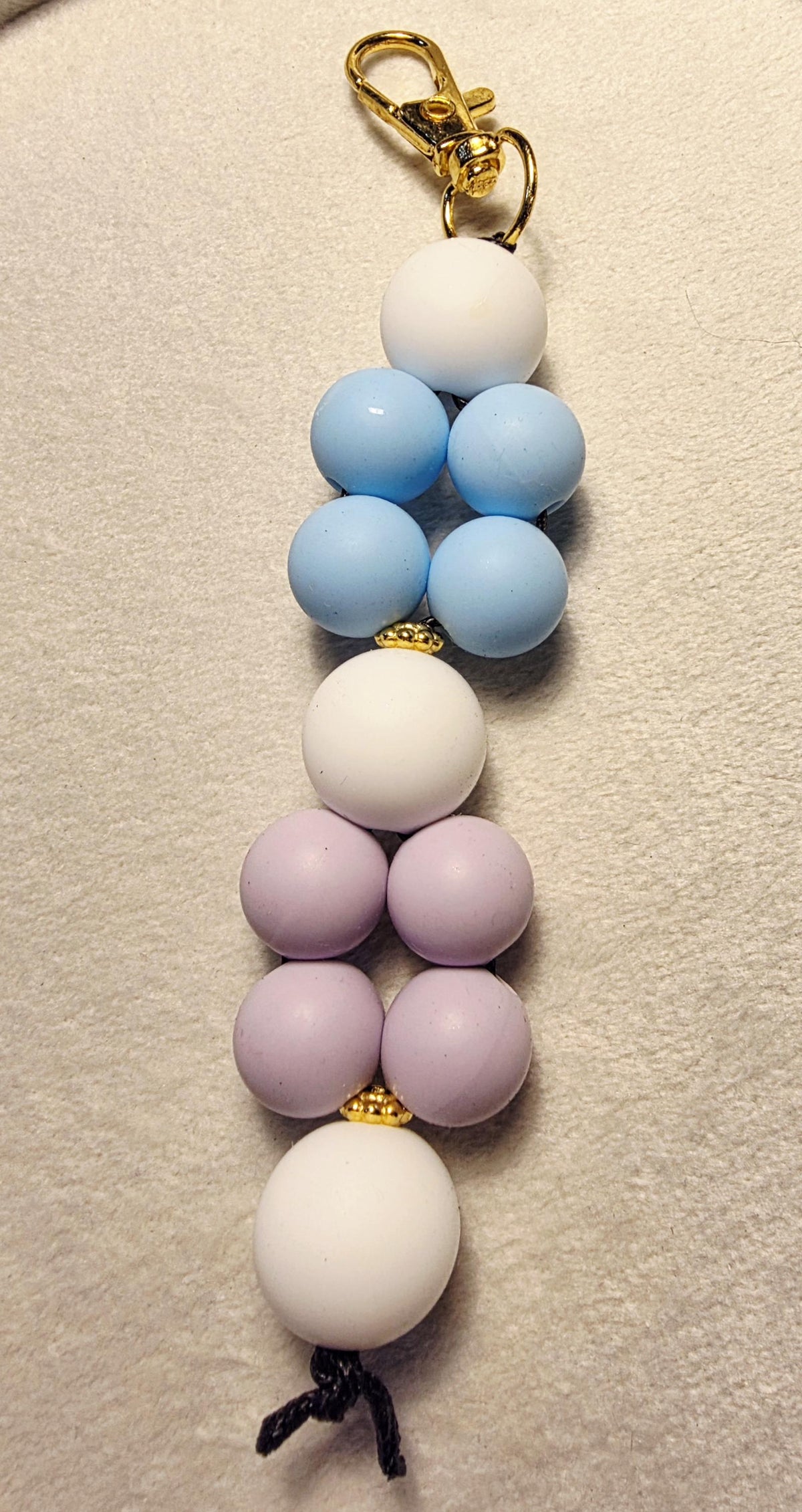 Pastel silicone bead keychain with gold clasp and spacer