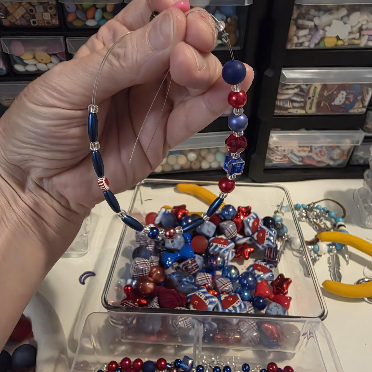 Velvet Heart Phone Charm | Red Blue Beaded Strap | Glam Bag Charm