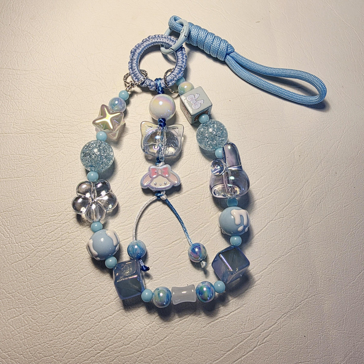 Sweet Blue Phone or Bag Charm | Cute Beaded Wrist Strap | Pastel Bag Charm | Handmade in Australia | My Melody
