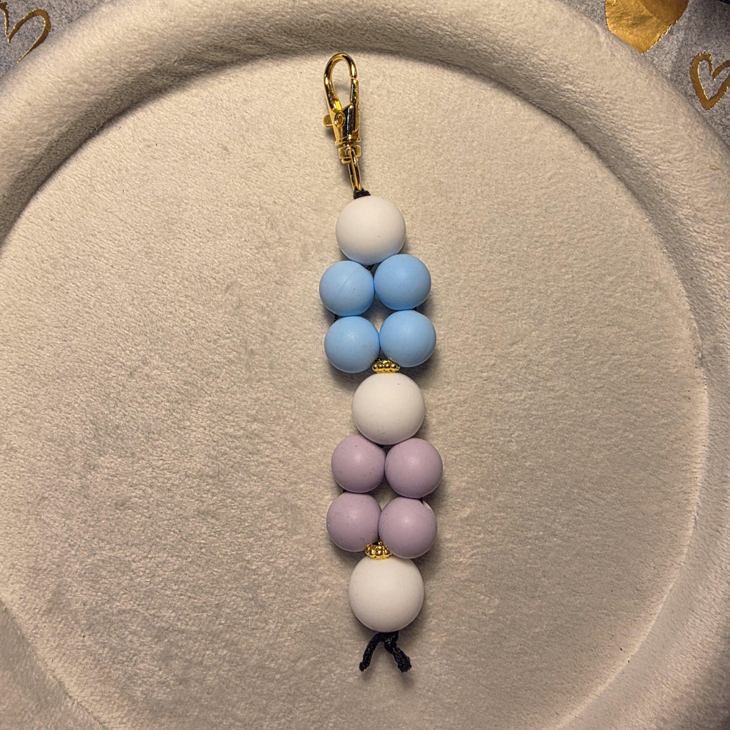 Pastel silicone bead keychain with gold clasp and spacer