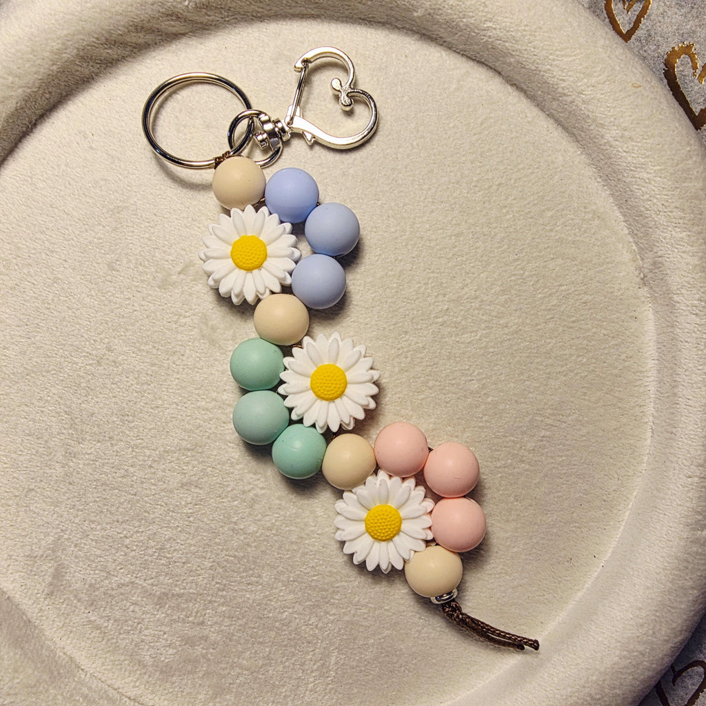 Pastel Daisy keychain - Rainbow Bloom