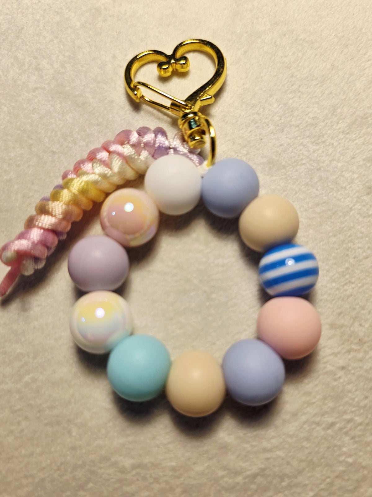 Pastel circle mixed bead keychain