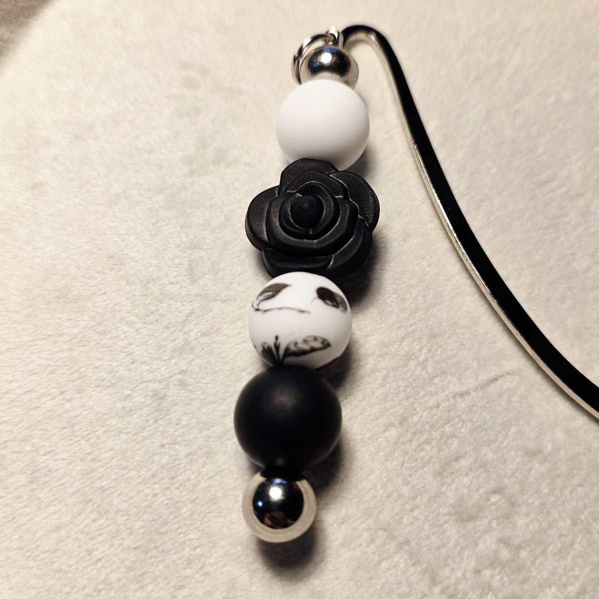 Black & White Rose Bookmark | Minimalist Floral Bookmark | Handmade for Readers