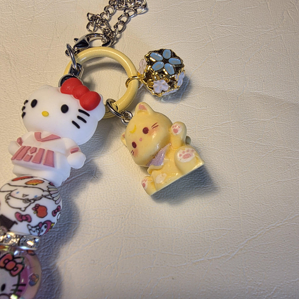 Hello Kitty Kawaii Keychain | Cute Acrylic Bag Charm | Handmade Pastel Charm | One of a Kind