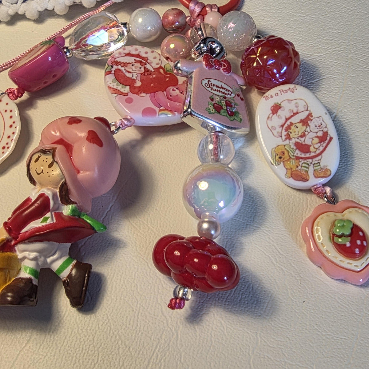 Strawberry Shortcake Picnic Daydream Bag Charm | Handmade Strawberry Keychain