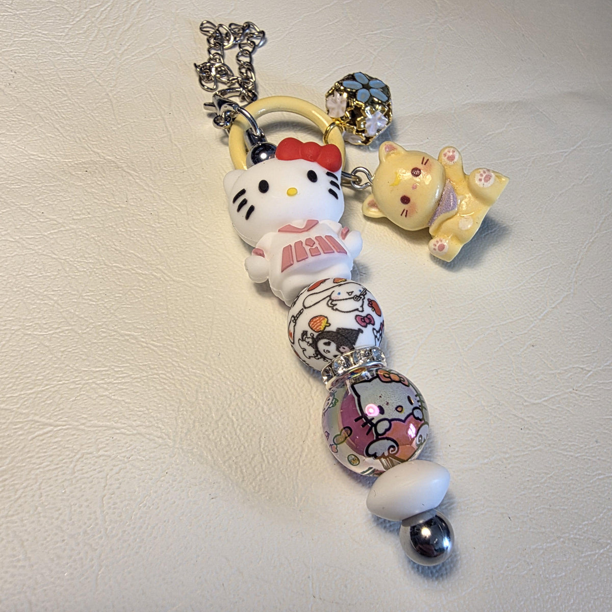 Hello Kitty Kawaii Keychain | Cute Acrylic Bag Charm | Handmade Pastel Charm | One of a Kind