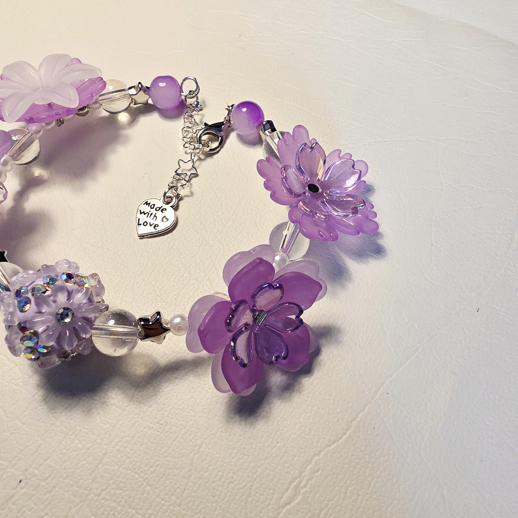 Lavender Bloom Statement Bracelet | Handmade Purple Floral Bracelet | Adjustable One of a Kind Gift