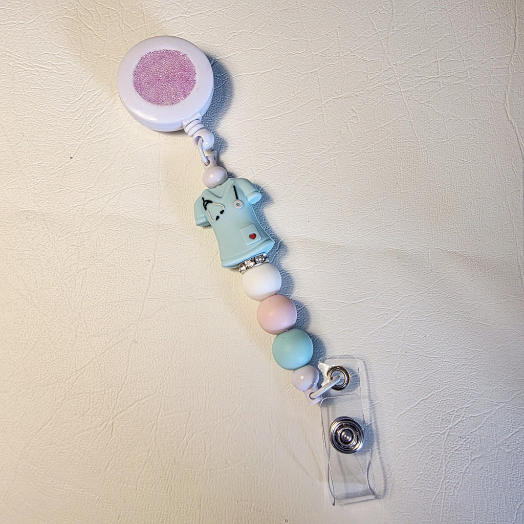 Pastel Nurse Badge Reel | Silicone Bead ID Holder | Retractable Lanyard | Cute Nurse Gift