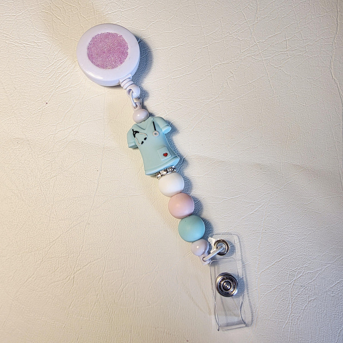 Pastel Nurse Badge Reel | Silicone Bead ID Holder | Retractable Lanyard | Cute Nurse Gift