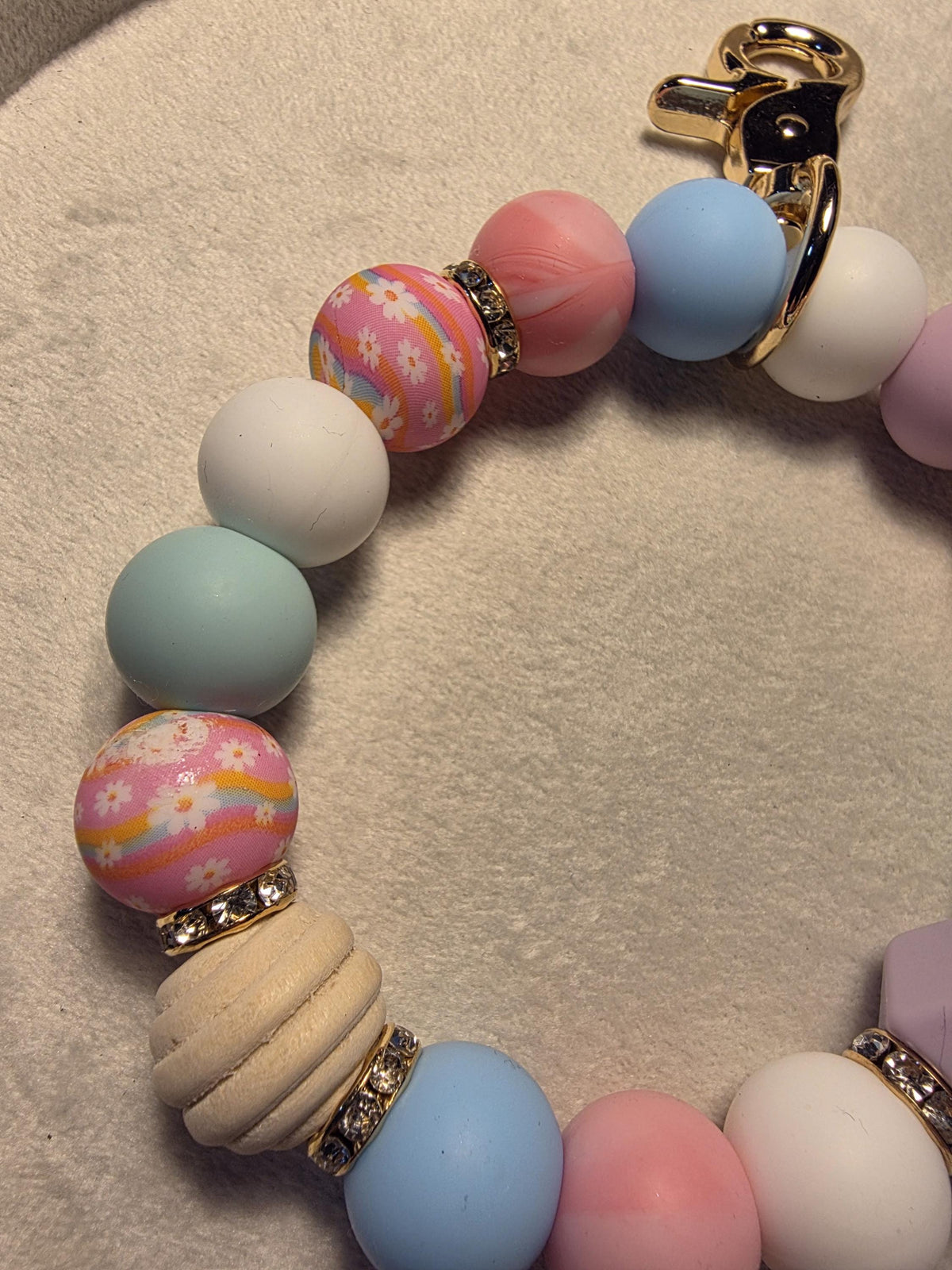 Pastel Bloom Beaded Keychain | Floral Accent Charm | Handmade Gift, Australia