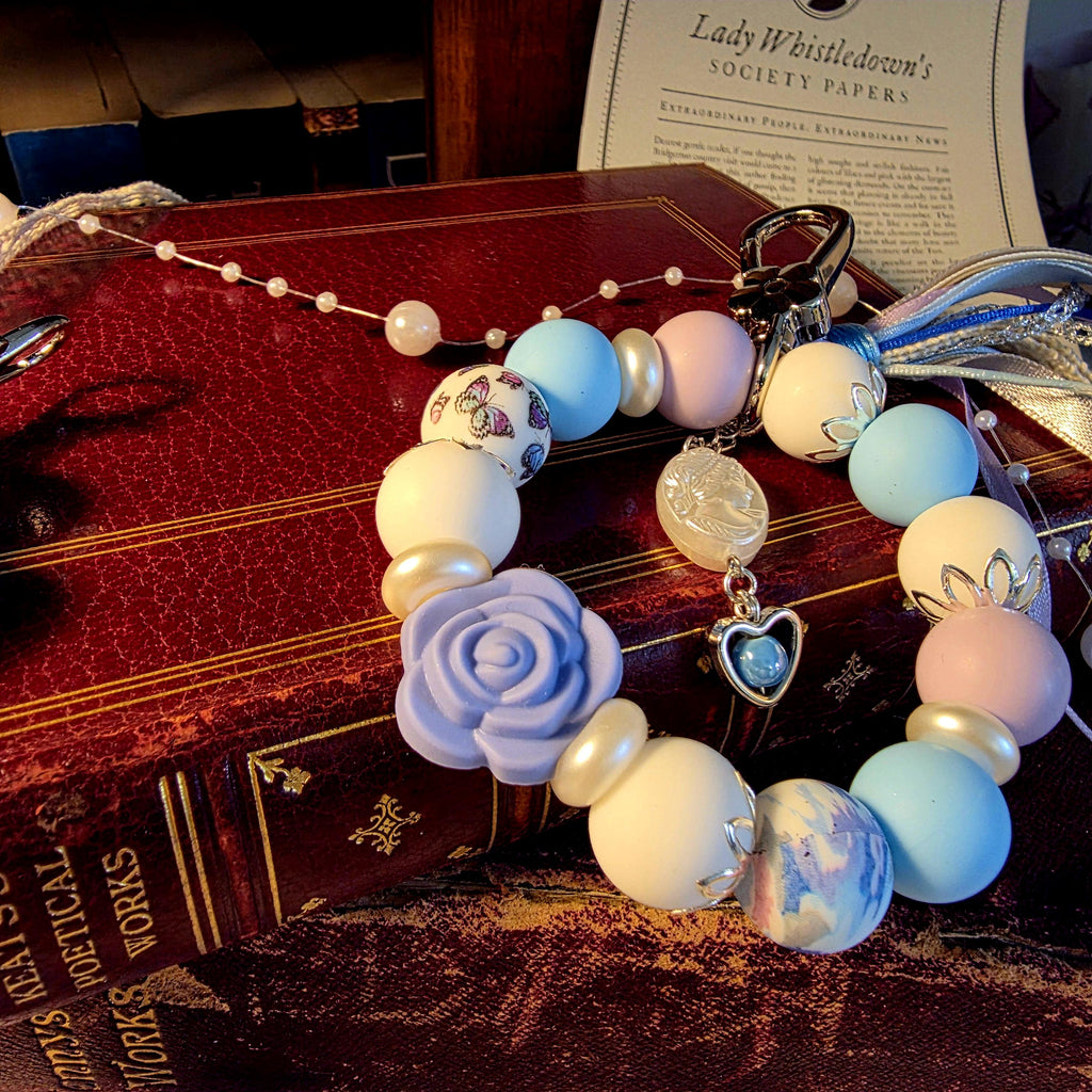 Daphne Statement Bag Charm | Blue Pearl Keychain | Regency Inspired Charm | Bridgerton Inspired Accessory | Romantic Gift
