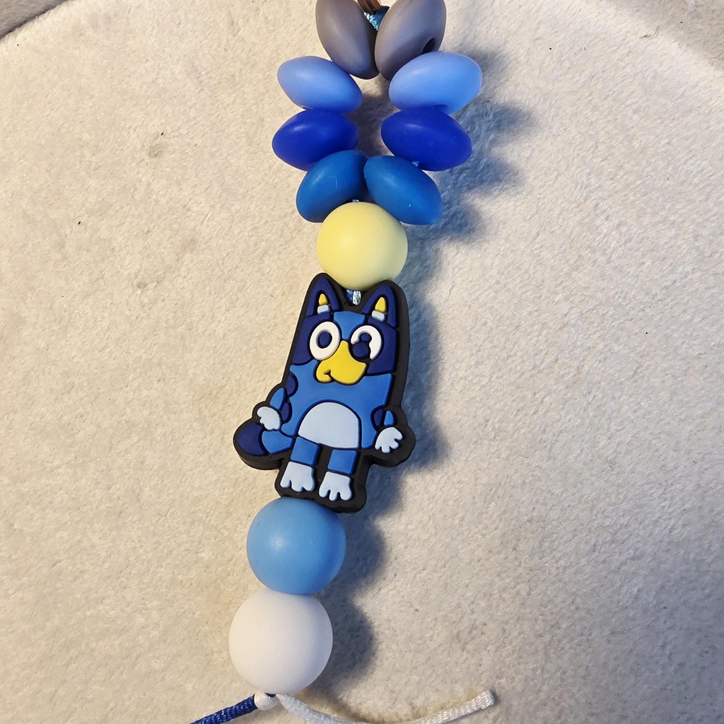 Bluey Inspired Silicone Keychain | Kids Bag Charm | Beaded Backpack Charm | Cute Kids Keyring | School Bag Accessory