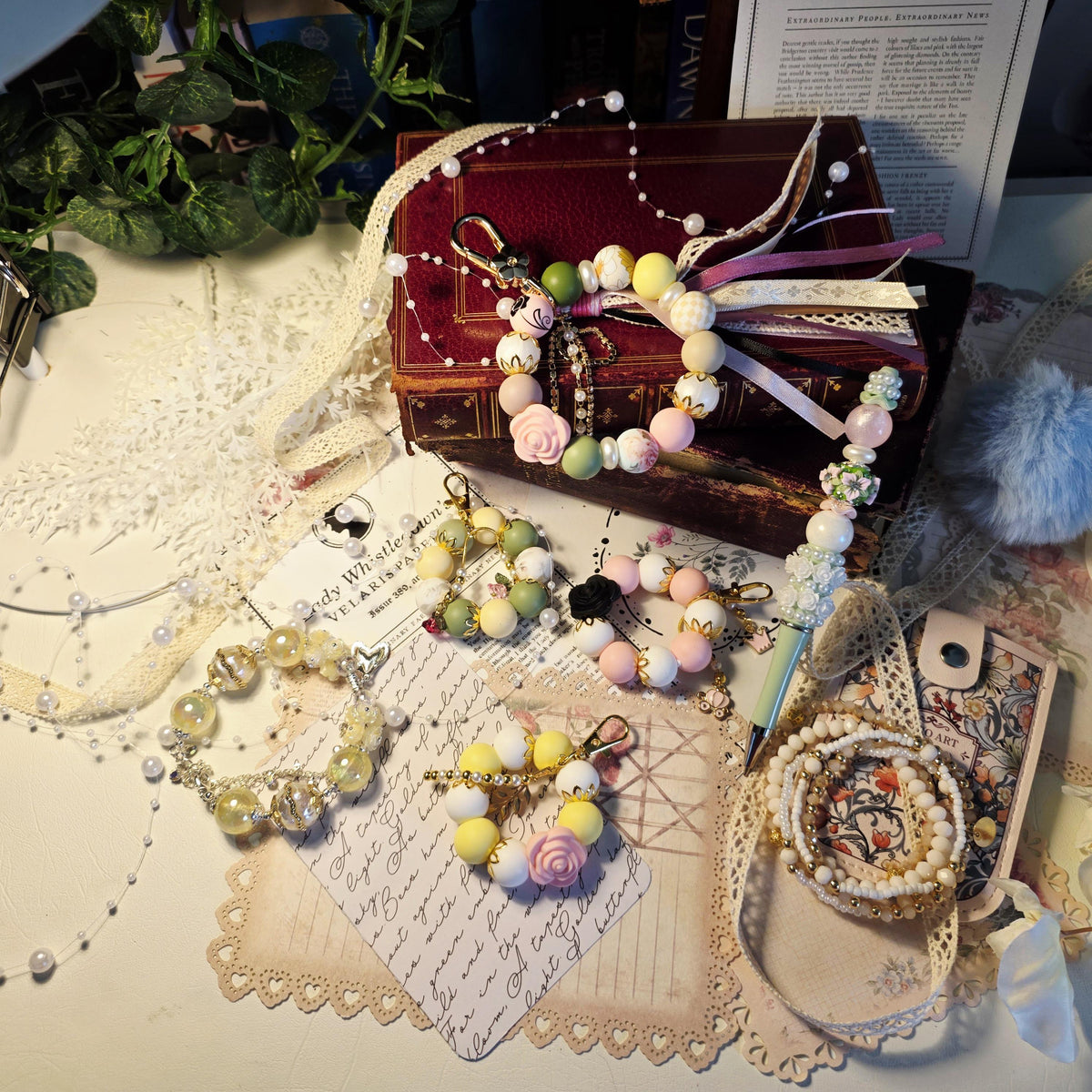 Penelope Bag Charm | Pink Pearl Mini Keychain | Romantic Regency Charm | Bridgerton Inspired Accessory | Handmade Gift