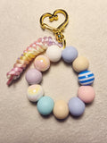 Pastel circle mixed bead keychain