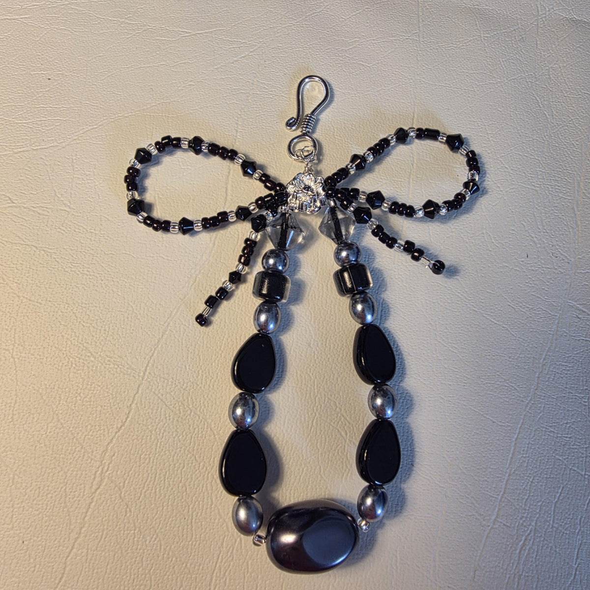 Monochrome Bow Phone Strap & Keychain Set | One of a Kind Handmade Accessory Pair