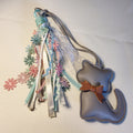 Grey Faux Leather Cat Bag Charm | Handmade Tassel Keychain