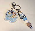 Blue Dog Cartoon Inspired Keychain | One-of-a-Kind Kids Bag Charm | Handmade Beaded Accessory