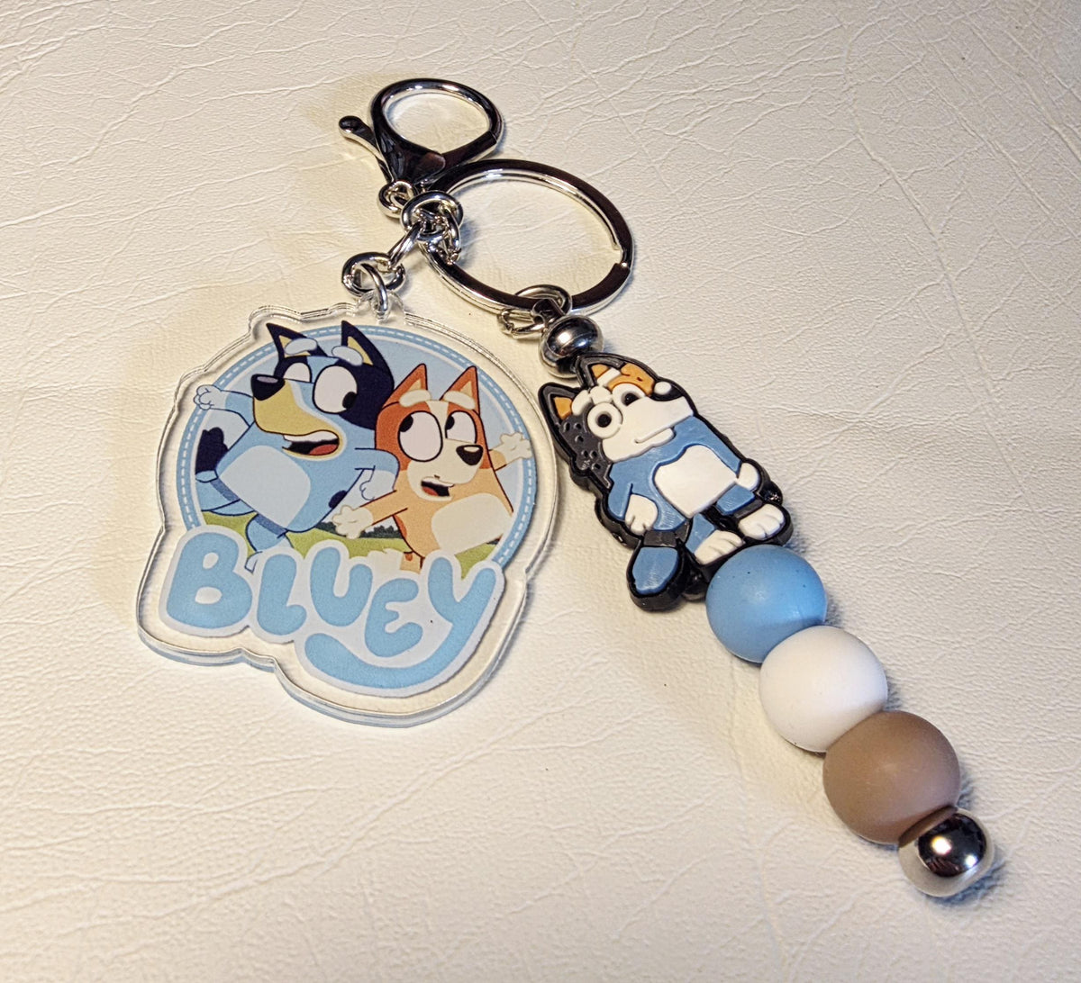 Blue Dog Cartoon Inspired Keychain | One-of-a-Kind Kids Bag Charm | Handmade Beaded Accessory