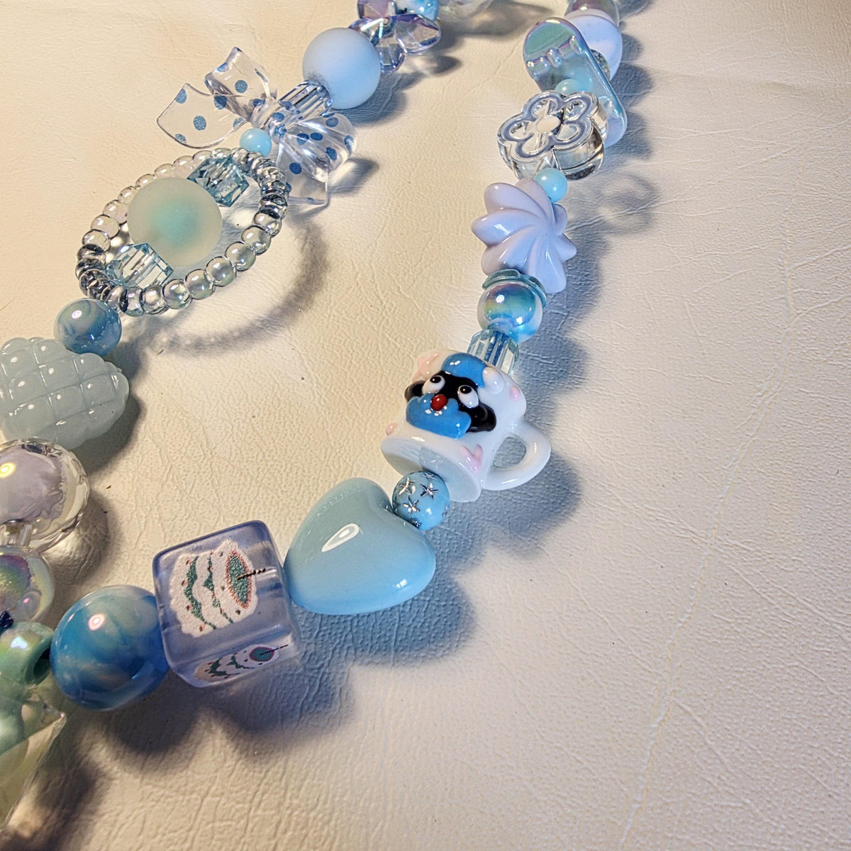 Blue Kawaii Phone Charm | Handmade Beaded Phone Strap | One of a Kind Bag or Key Charm