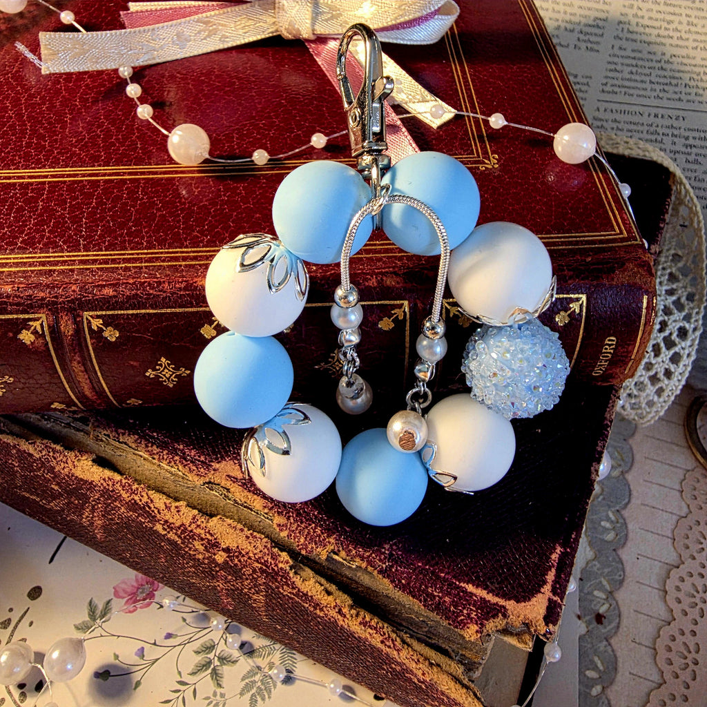 Daphne Bag Charm | Blue Pearl Mini Keychain | Regency Inspired Charm | Bridgerton Inspired Accessory | Romantic Gift