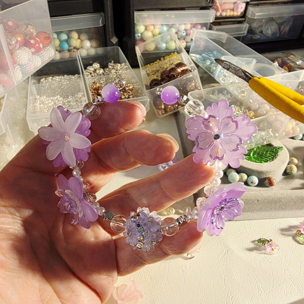 Lavender Bloom Statement Bracelet | Handmade Purple Floral Bracelet | Adjustable One of a Kind Gift