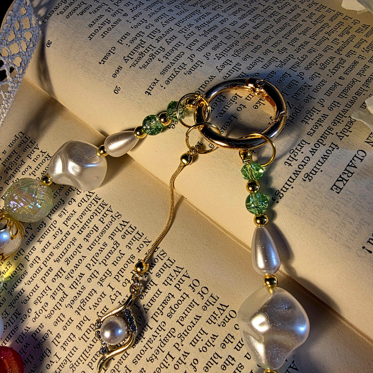 Kate Statement Bag Charm | Emerald Pearl Phone Charm | Regency Inspired Charm | Bridgerton Inspired Accessory | Romantic Gift