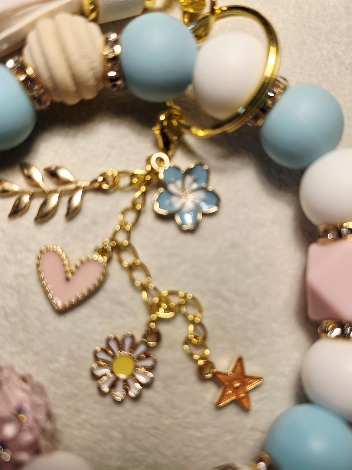 Blue Meadow Beaded Charm | Floral Keychain & Bag Charm