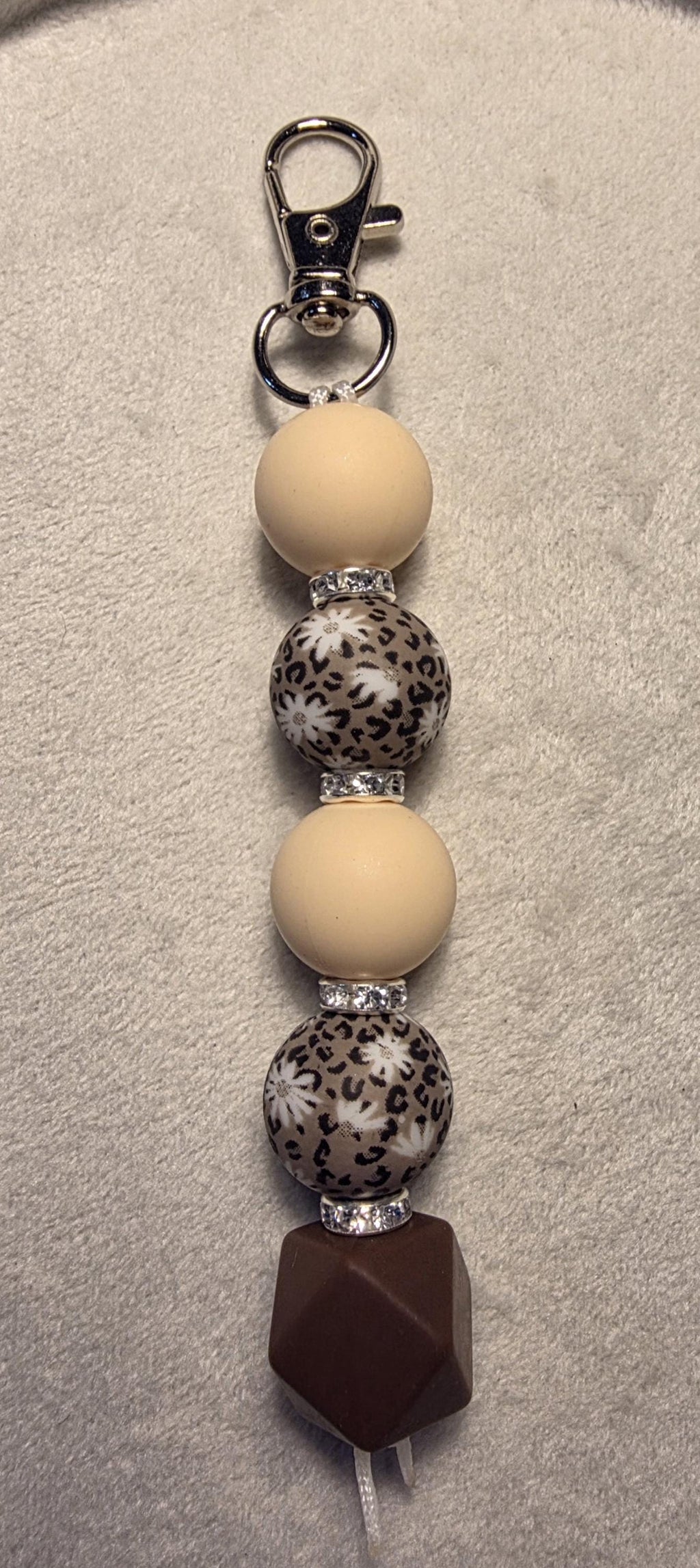 Mocha Floral Silicone Bead Keychain | Handmade in Australia