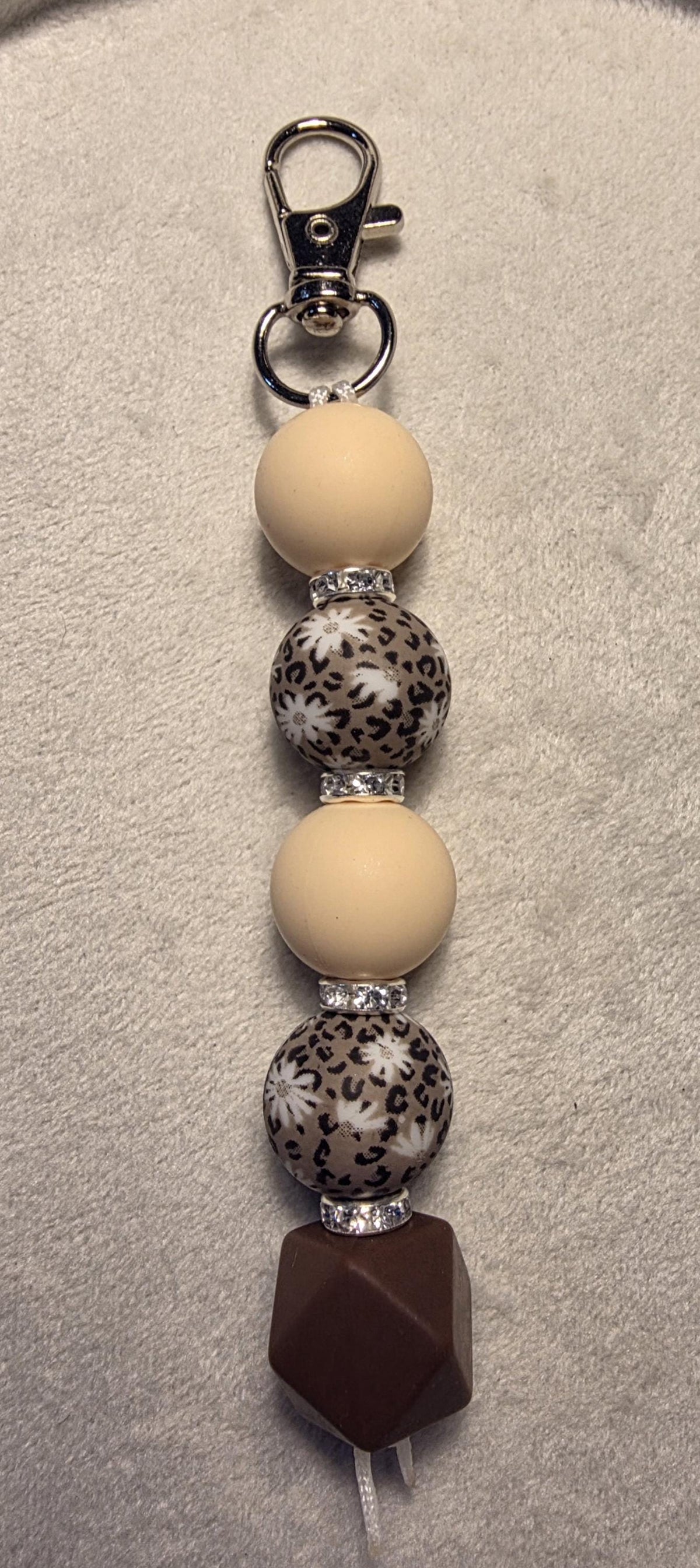 Mocha Floral Silicone Bead Keychain | Handmade in Australia