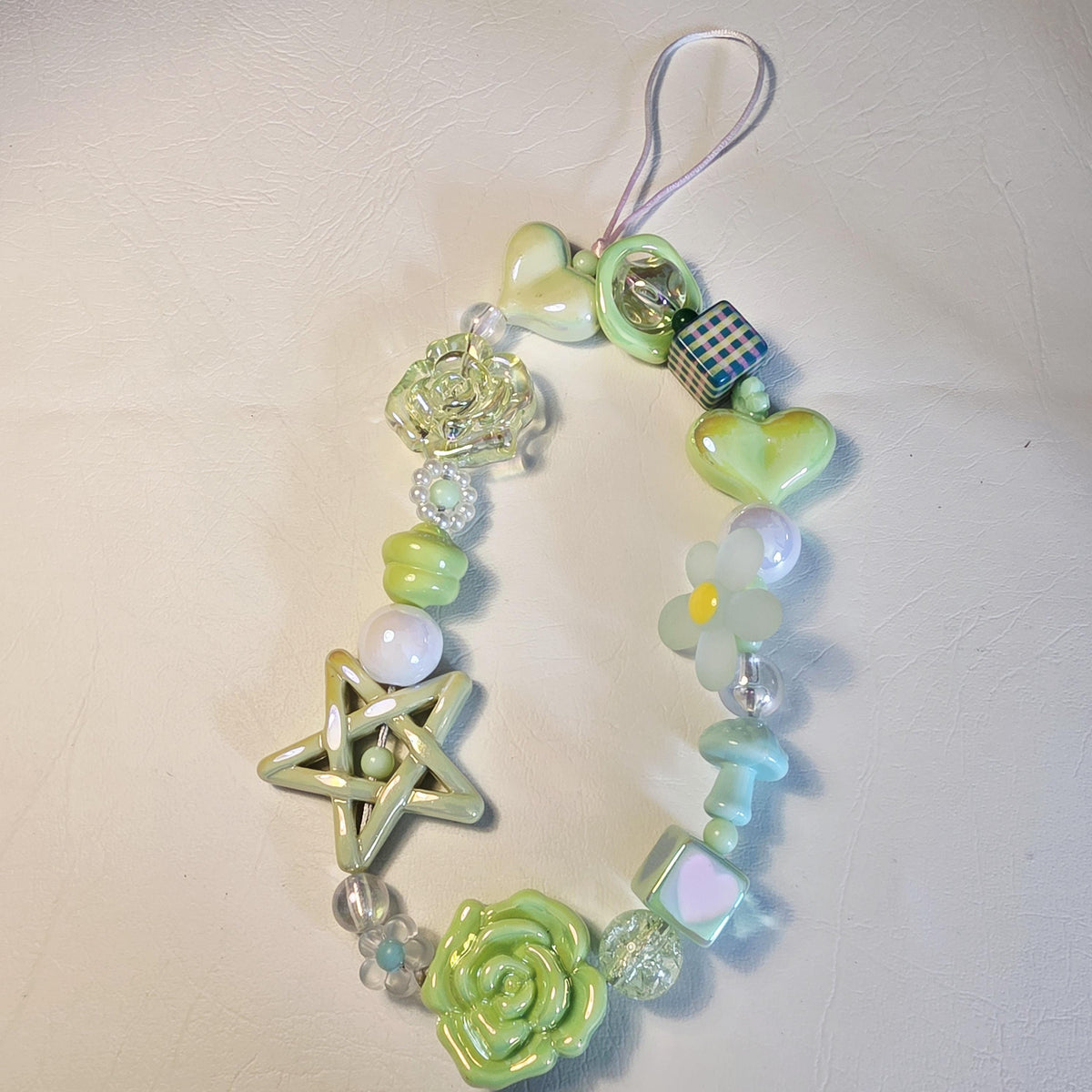 Green Garden Phone Charm | Handmade Resin Bead Phone Strap | One of a Kind Bag or Key Charm